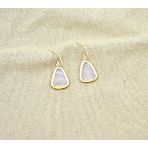 Hammered Triangle Earrings Rose Quartz Gold Silver 925