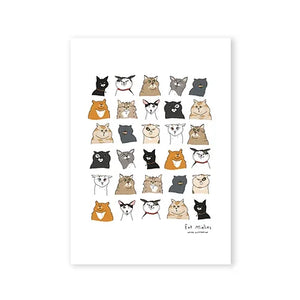 Cat heads Poster A4