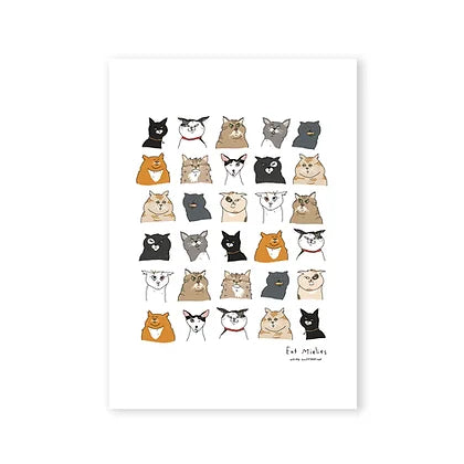 Cat heads Poster A4