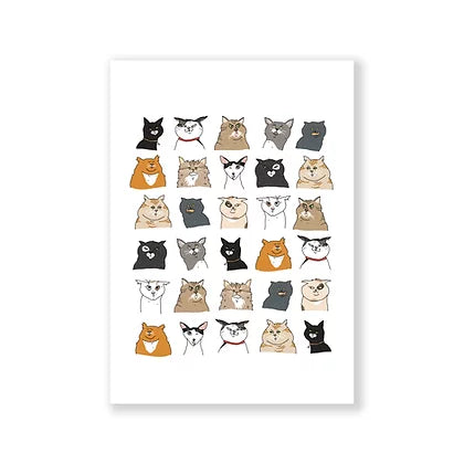 Cat heads Postcard A6