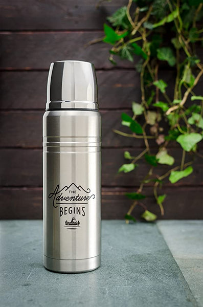 'The Adventure Begins' Stainless Steel Vacuum Flask