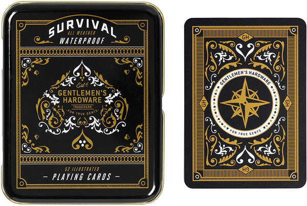 Jeux de cartes de survie -playing cards set with durable metal tin