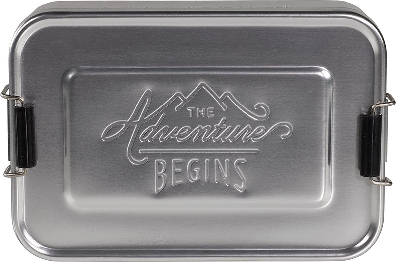 Aluminium Lunch Tin Silver The Adventure Begins