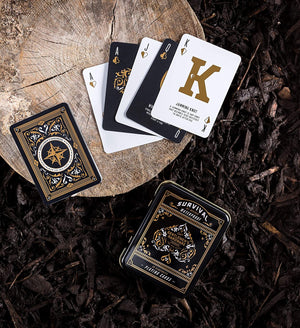 Jeux de cartes de survie -playing cards set with durable metal tin