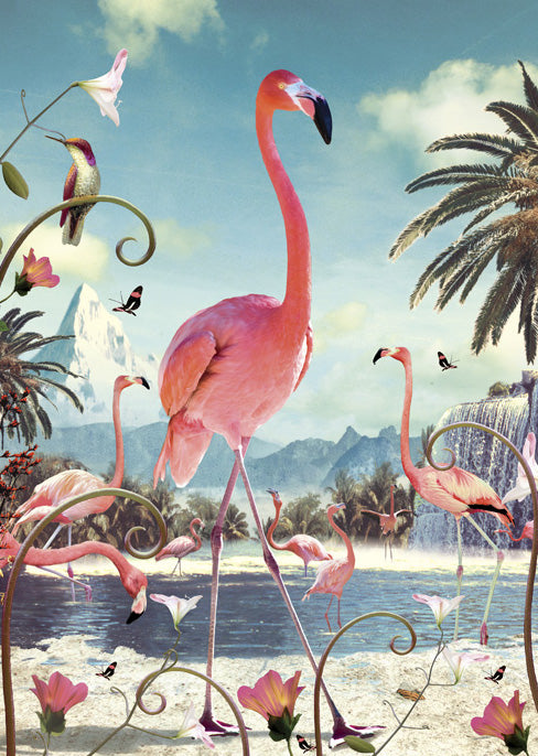 Flamingo Stand Greeting Card by Max Hernn