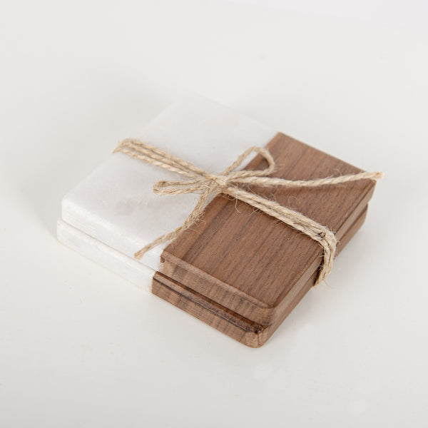 Marble & Wood Coasters (set of 4)