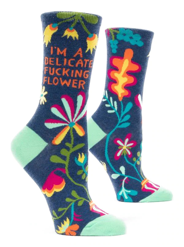 Delicate Fucking Flower W-Crew Socks