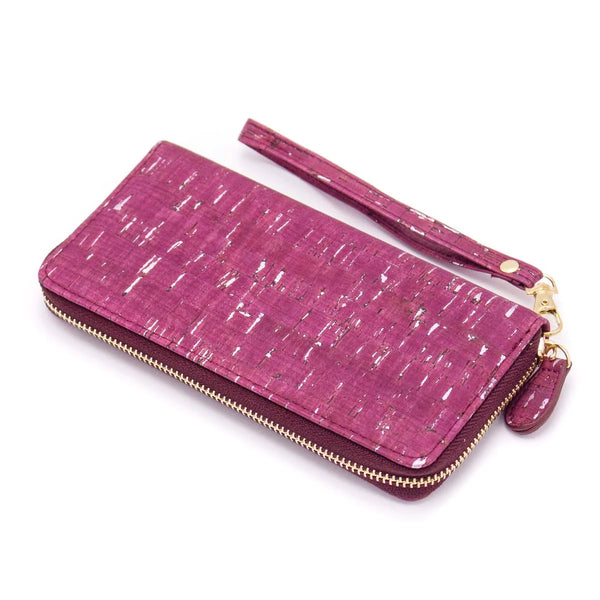 Cork with accents women card zipper vegan wallet