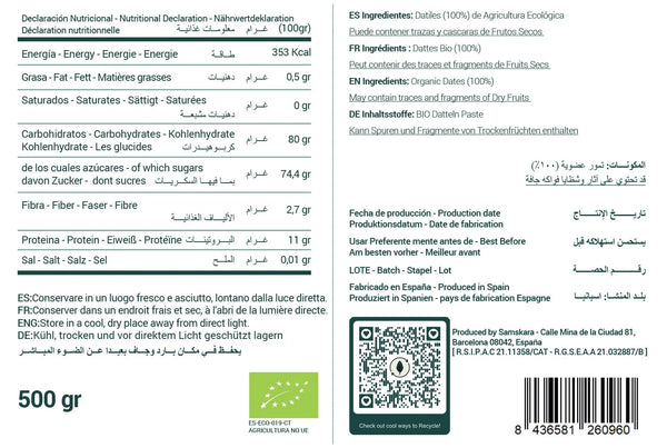 Date Sugar | Organic BIO | 500 gr