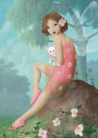 Fairy With Cat Greeting Card by Stephen Mackey