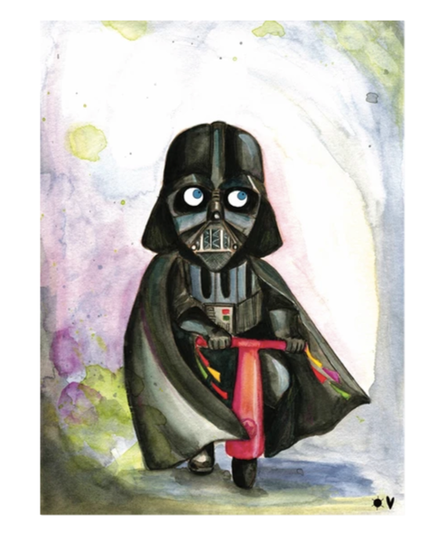 Kid Vader on scooter A4 poster