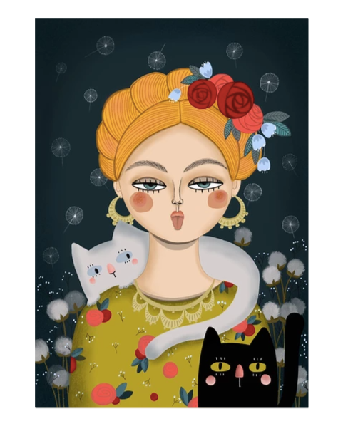 Lady and her cats n°2 A4 poster