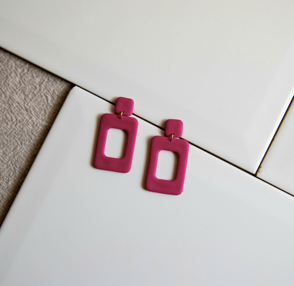 Lightweight Polymer Clay Earrings / Rectangle Shape