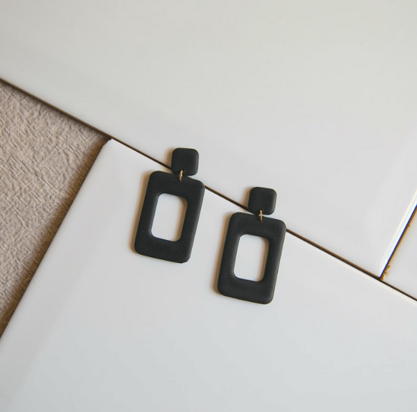 Lightweight Polymer Clay Earrings / Rectangle Shape