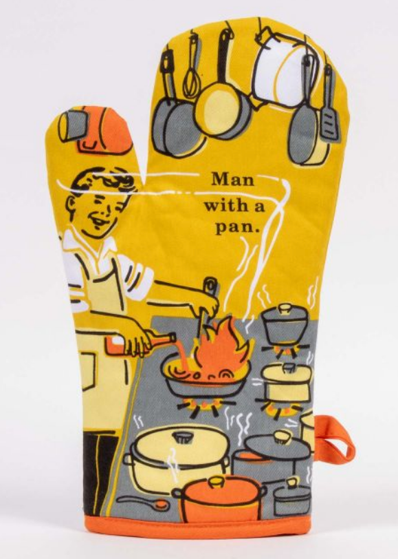 Man with a Pan Oven Mitt