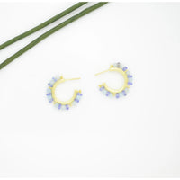 Aquamarine & Tanzanite Beaded Gemstone Earring Gold