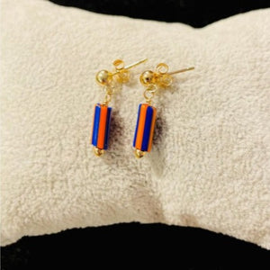 Red and blue bead stud earring