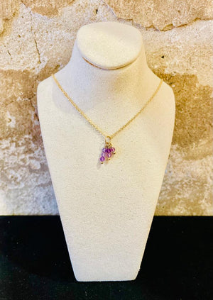 Necklace with trio pendant purple amethyst