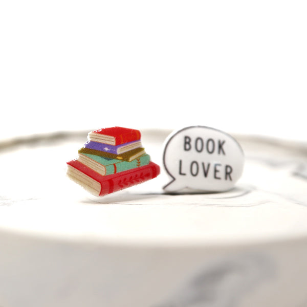 Book lover stud earrings