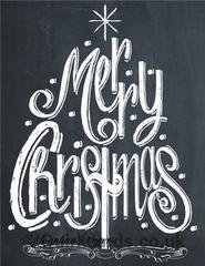 Merry Christmas Tree chalk