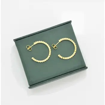 Ball Beaded Gold Hoop Earrings