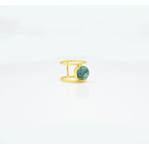 Double Band Ring Gold - Blue Copper Turquoise