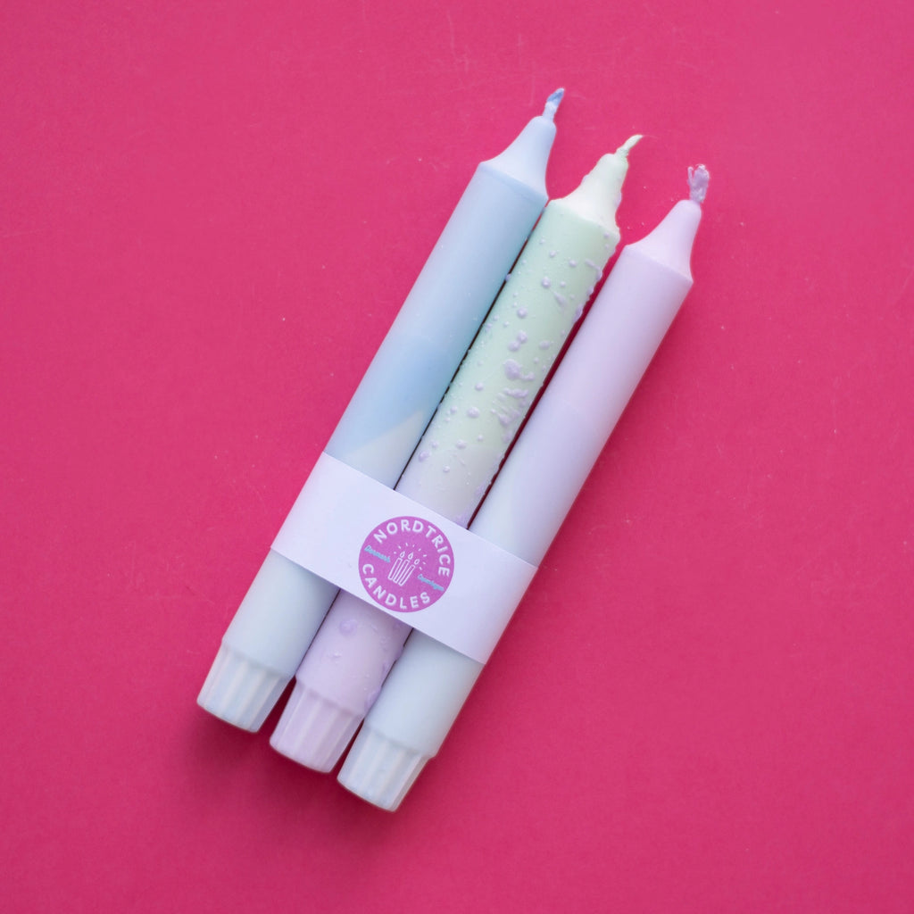 Taper candles- 3 pack/ Mint mix