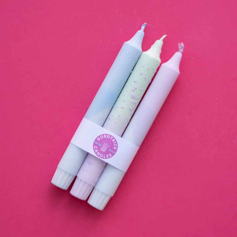 Taper candles- 3 pack/ Mint mix