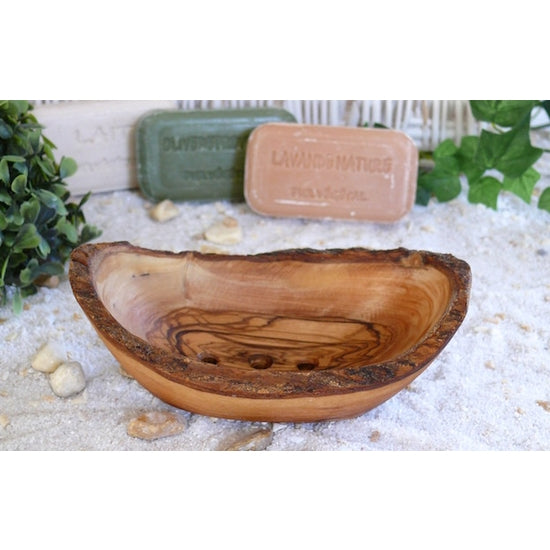 Rustic Olive Wood Soap Dish Small Length 10-12 cm olive wood