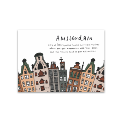 Amsterdam Postcard White A6