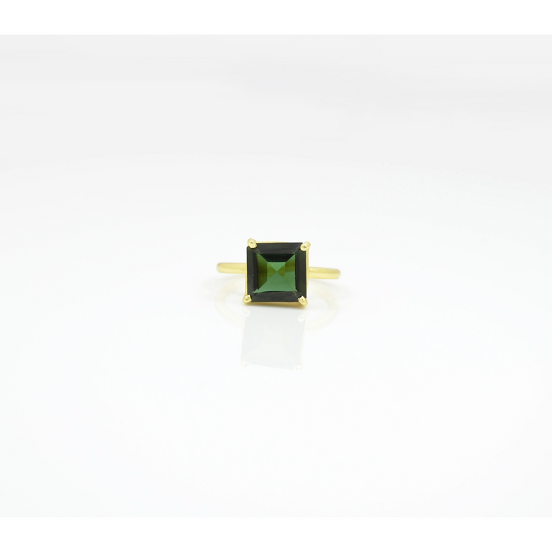 Green Tourmaline Ring Gold Plated Silver 925 3 Pieces Berlin