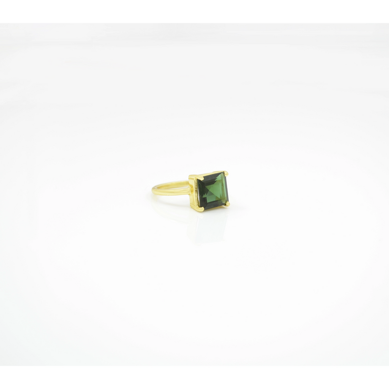 Green Tourmaline Ring Gold Plated Silver 925 3 Pieces Berlin