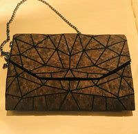 Geometric Chain Crossbody Cork Bag