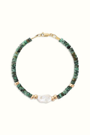 Kenny African Turquoise Pearl Bracelet Gold Filled