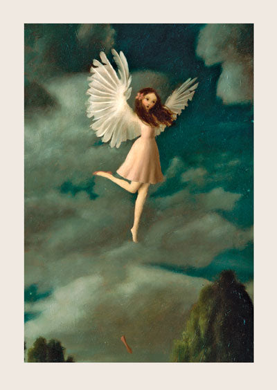 A Girl with Wings Loses Her Shoe Card by Stephen Mackey