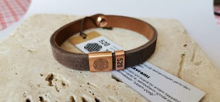 Grabovoi 520 Flower of Life - pure copper leather bracelet