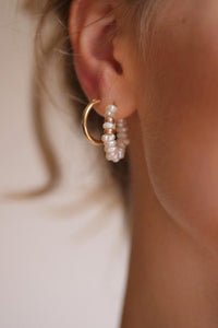 Millie Pearl Hoop Earrings Gold Filled