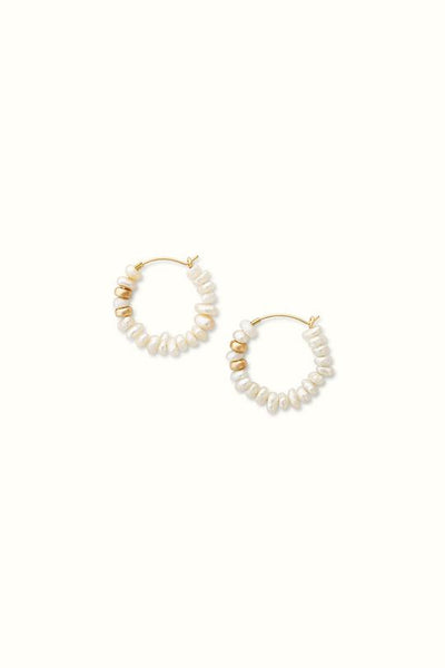 Millie Pearl Hoop Earrings Gold Filled