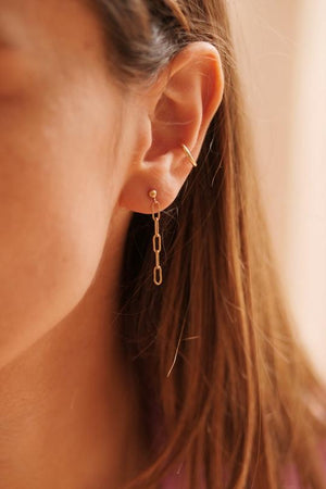 Raven Paperclip Drop Earring Gold Filled