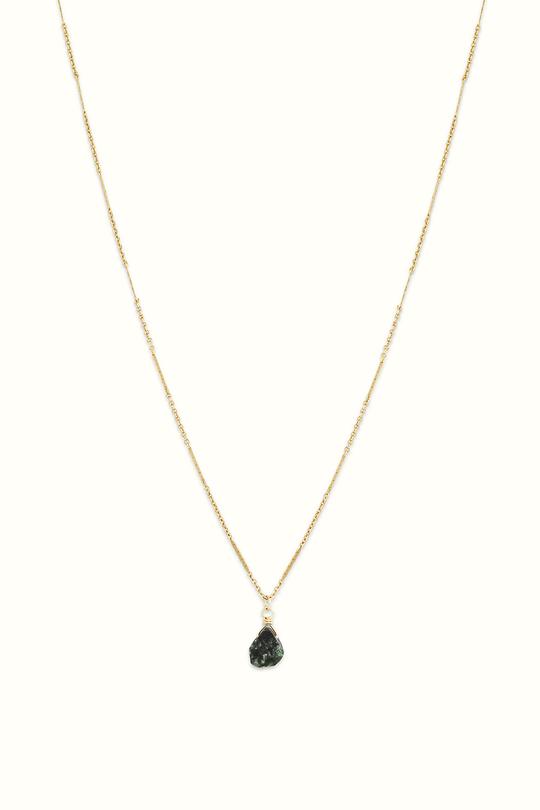Ray Seraphinite Pendant Bar Chain Necklace Gold Filled