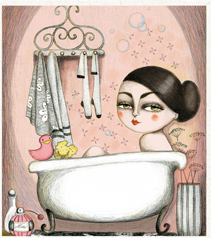 Lady takes bath A4 poster